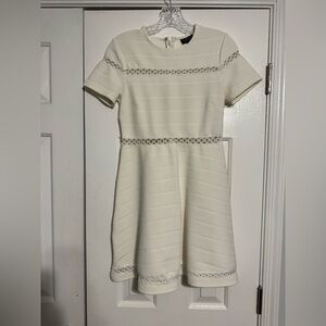Topshop Cream Mini Dress with Lace Accents